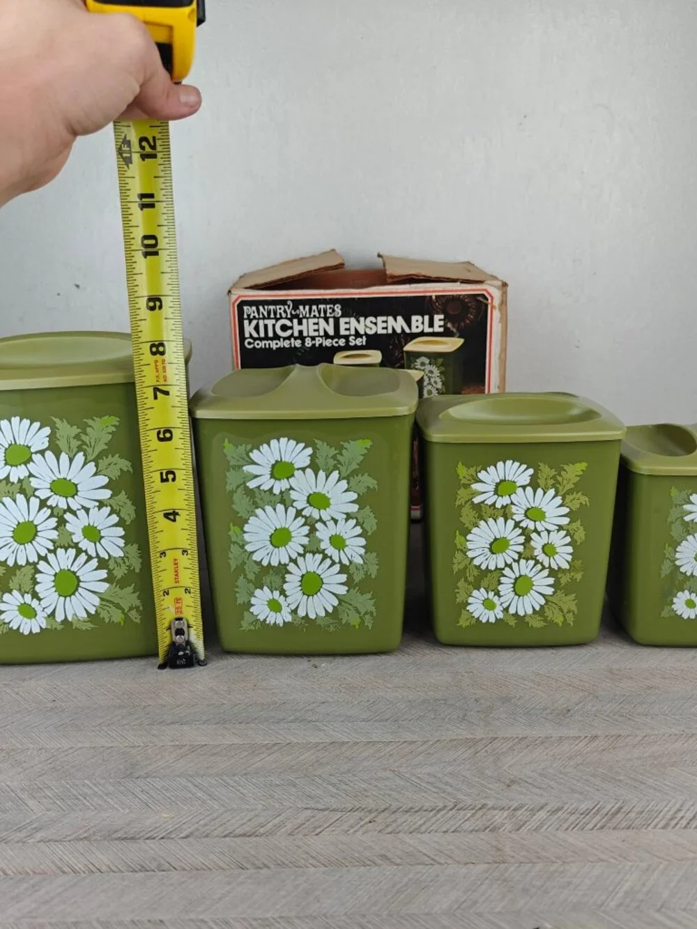 Vintage Pantry-Mates Kitchen Ensemble Canister Set 8-Piece Alladinware Green